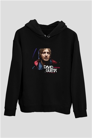 David Guetta Siyah Unisex Kapüşonlu Sweatshirt