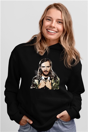 David Guetta Siyah Unisex Kapüşonlu Sweatshirt