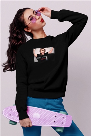 David Guetta Siyah Unisex Sweatshirt
