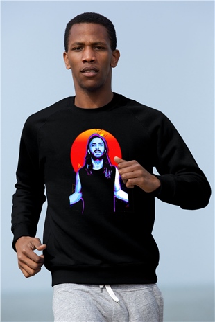 David Guetta Siyah Unisex Sweatshirt