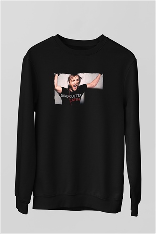 David Guetta Siyah Unisex Sweatshirt