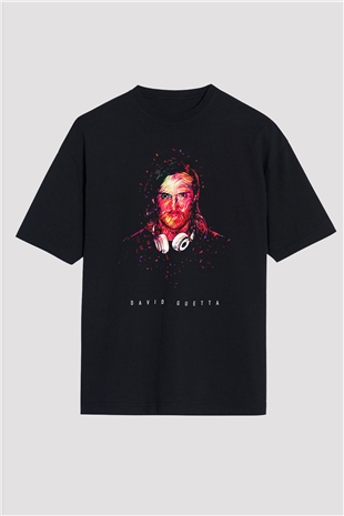 David Guetta Siyah Oversize Tişört Oversize T-shirt - TişörtFabrikası