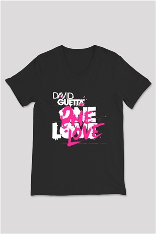 David Guetta Siyah Unisex V Yaka Tişört T-Shirt