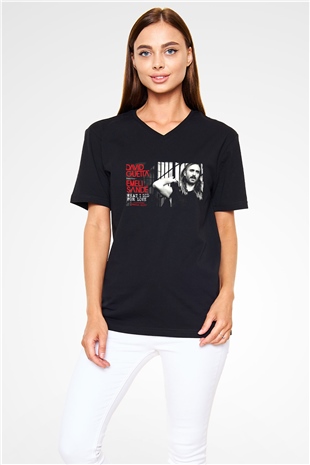 David Guetta Siyah Unisex V Yaka Tişört