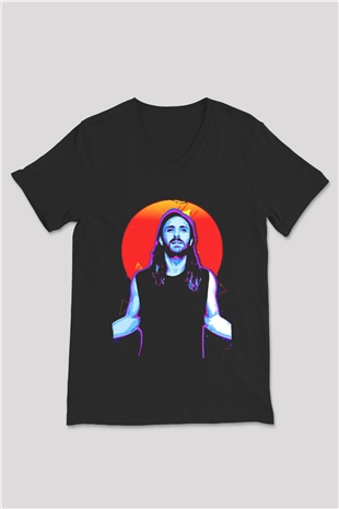David Guetta Siyah Unisex V Yaka Tişört