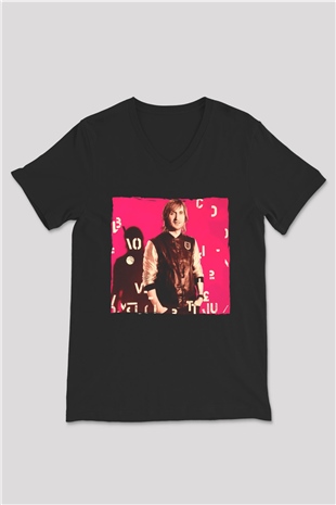 David Guetta Siyah Unisex V Yaka Tişört