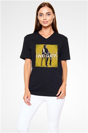 David Guetta Siyah Unisex V Yaka Tişört