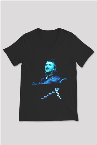 David Guetta Siyah Unisex V Yaka Tişört