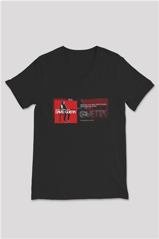 David Guetta Siyah Unisex V Yaka Tişört