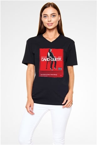 David Guetta Siyah Unisex V Yaka Tişört