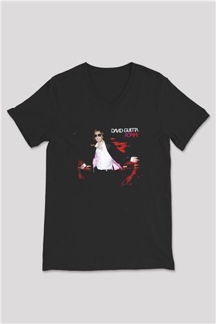 David Guetta Siyah Unisex V Yaka Tişört