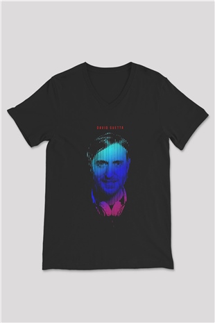David Guetta Siyah Unisex V Yaka Tişört