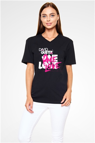 David Guetta Siyah Unisex V Yaka Tişört T-Shirt