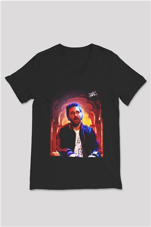 David Guetta Siyah Unisex V Yaka Tişört