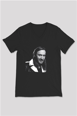 David Guetta Siyah Unisex V Yaka Tişört