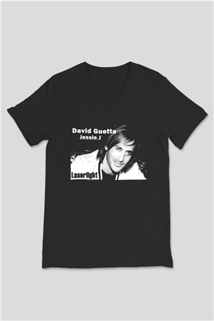 David Guetta Siyah Unisex V Yaka Tişört