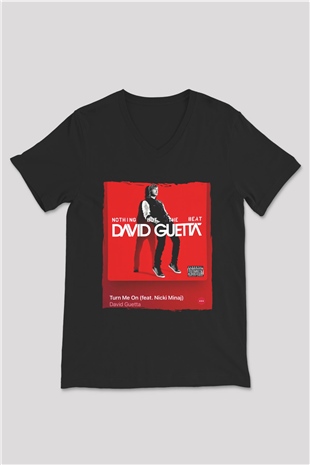 David Guetta Siyah Unisex V Yaka Tişört