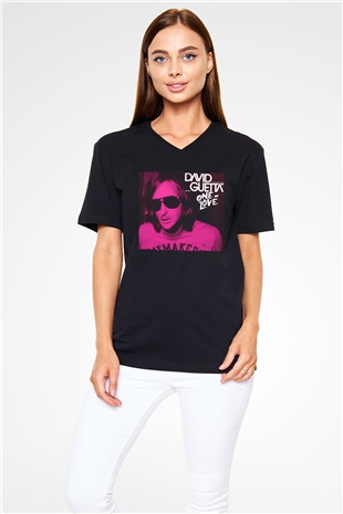 David Guetta Siyah Unisex V Yaka Tişört