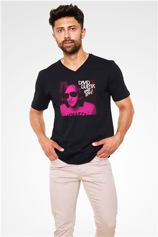 David Guetta Siyah Unisex V Yaka Tişört