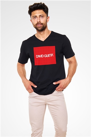 David Guetta Siyah Unisex V Yaka Tişört T-Shirt