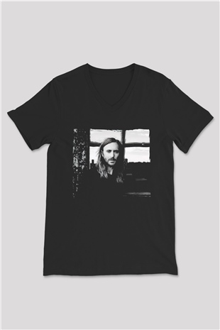 David Guetta Siyah Unisex V Yaka Tişört