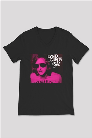 David Guetta Siyah Unisex V Yaka Tişört