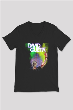 David Guetta Siyah Unisex V Yaka Tişört