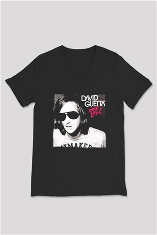David Guetta Siyah Unisex V Yaka Tişört