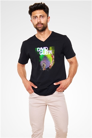 David Guetta Siyah Unisex V Yaka Tişört