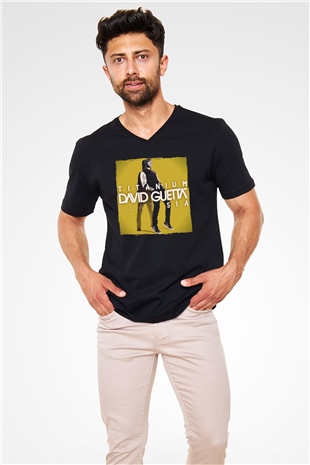 David Guetta Siyah Unisex V Yaka Tişört