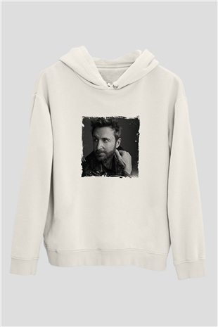David GuettaBaskılı Beyaz Hoodie