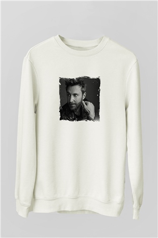 David GuettaBaskılı Beyaz Sweatshirt