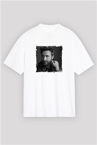 David GuettaBaskılı Beyaz Oversize Tişört