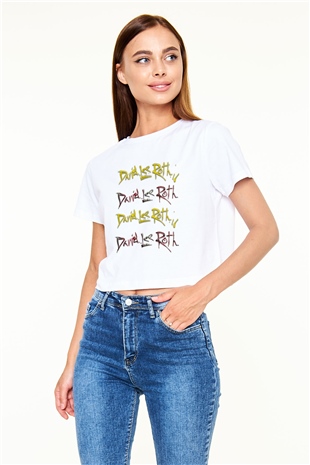 David Lee Roth Band Beyaz Croptop Tişört