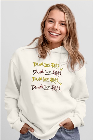 David Lee Roth Band Beyaz Unisex Kapşonlu Sweatshirt