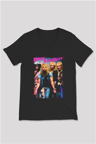 David Lee Roth Band Siyah Unisex V Yaka Tişört T-Shirt