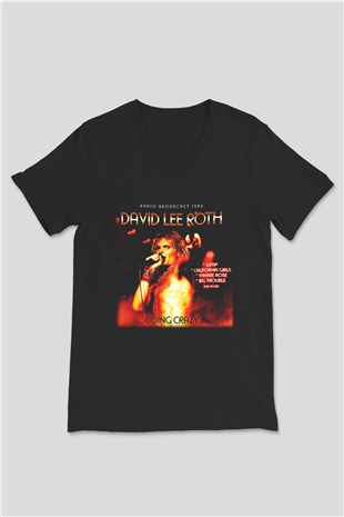 David Lee Roth Band Siyah Unisex V Yaka Tişört T-Shirt