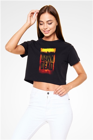Dawn of the Dead Siyah   Crop Top Tişört