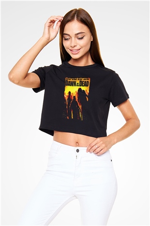 Dawn of the Dead Siyah   Crop Top Tişört