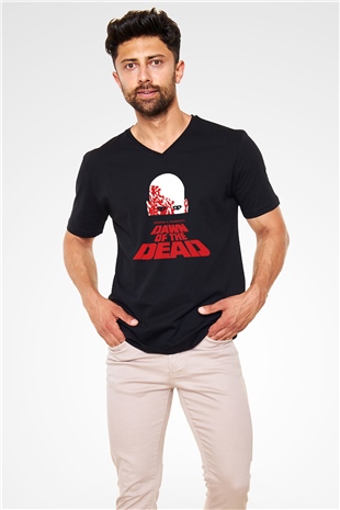 Dawn of the Dead Siyah Unisex V Yaka Tişört