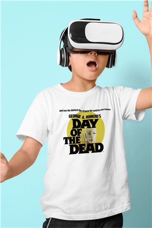 Day of the Dead Baskılı Beyaz Unisex Çocuk Tişört