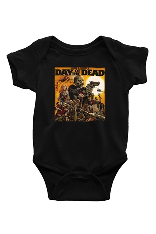 Day of the Dead Baskılı Siyah Bebek Body - Zıbın