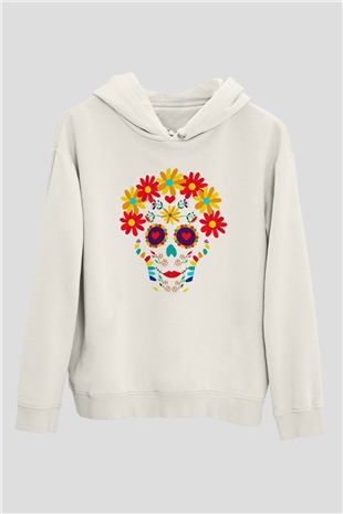 Day of the Dead Beyaz Unisex Kapşonlu Sweatshirt
