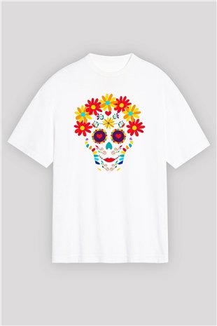 Day of the Dead Beyaz Unisex Oversize Tişört
