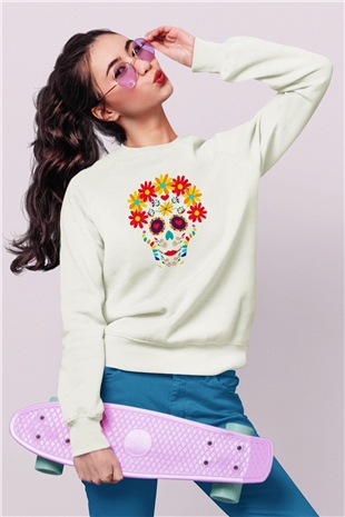 Day of the Dead Beyaz Unisex Sweatshirt