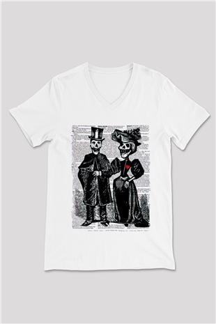 Day of the Dead Beyaz Unisex  V Yaka Tişört
