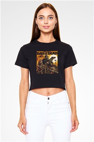 Day of the Dead Siyah Crop Top Tişört