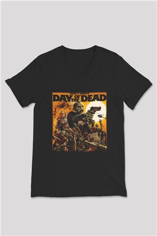Day of the Dead Siyah Unisex V Yaka Tişört