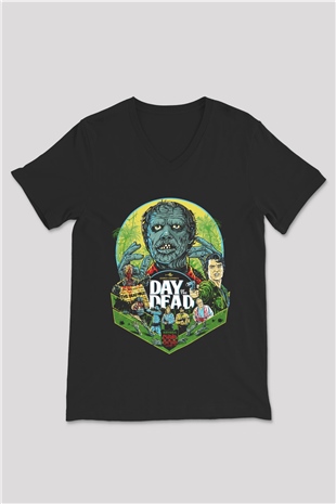 Day of the Dead Siyah Unisex V Yaka Tişört