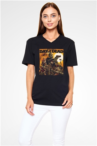 Day of the Dead Siyah Unisex V Yaka Tişört